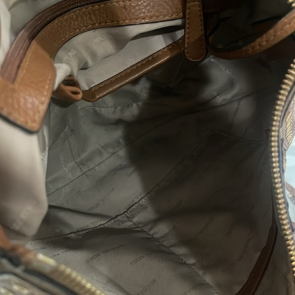 MK Michael Kors Brooklyn Grommet Leather Suede Hobo Crossbody Bag Caramel brown - Picture 9 of 17